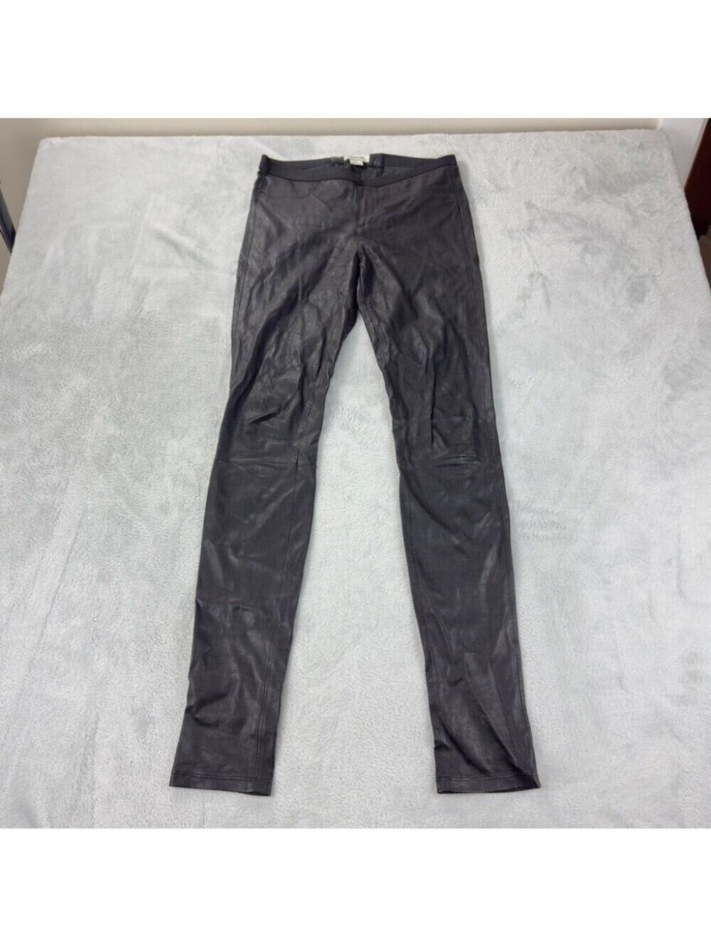 Helmut Lang Women's Size 8 30x33 Black Crashed 100% Lamb Leather Slim Pants